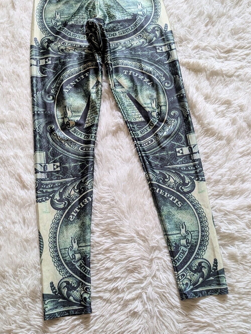 Blackmilk Old School The Dollar Green Illuminati Themed Leggings Size Large - Picture 4 of 13